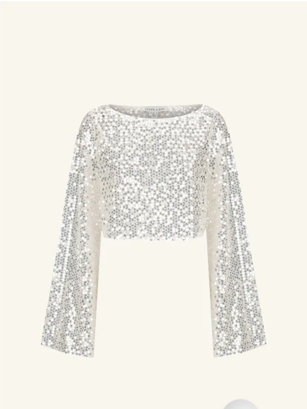 NWT Shona joy Asteri Ivory Silver Sequin Cropped Top